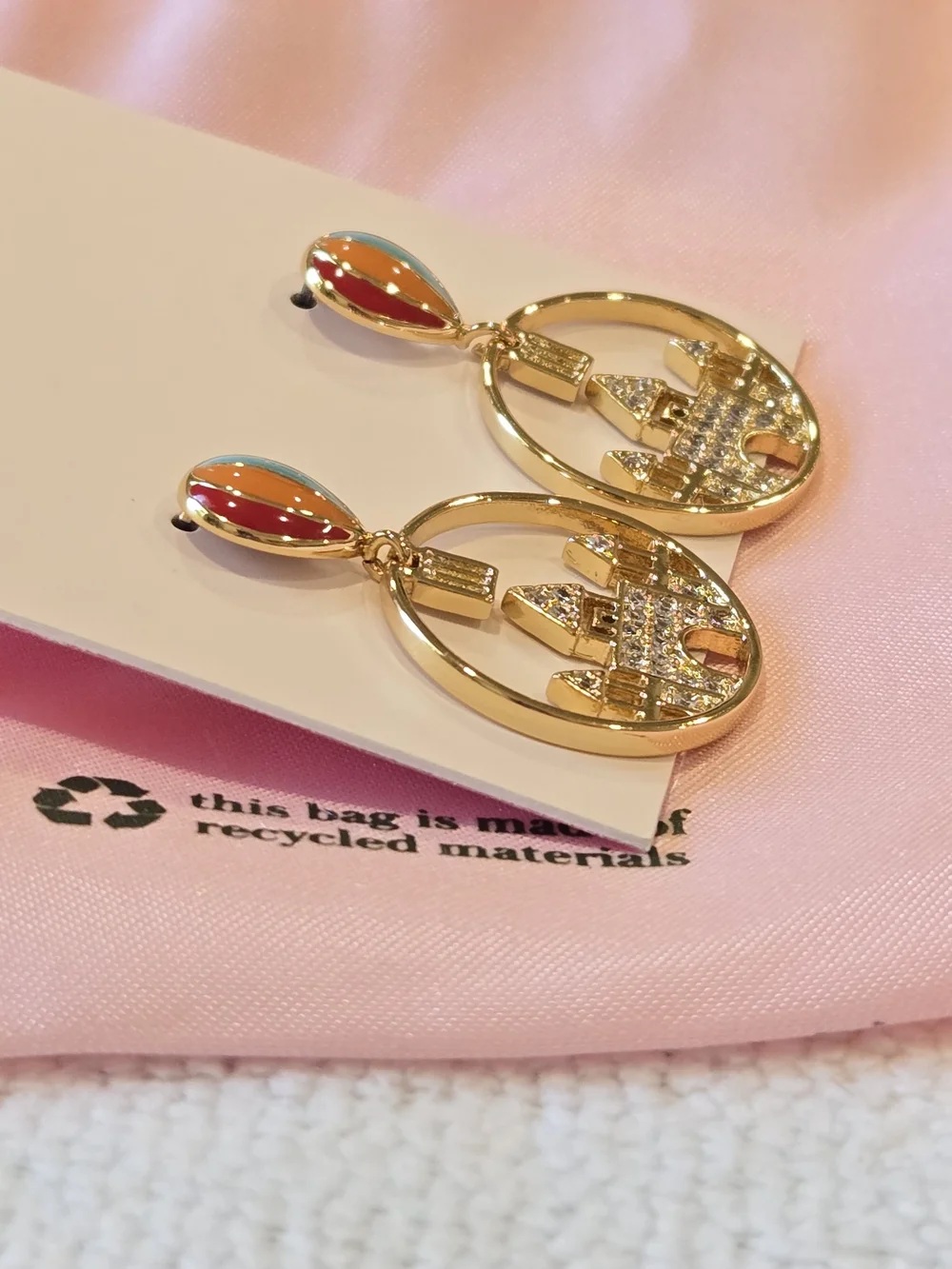 Kate Spade Up, Up & Away Hot Air Balloon Castle Earrings With Dust Bag